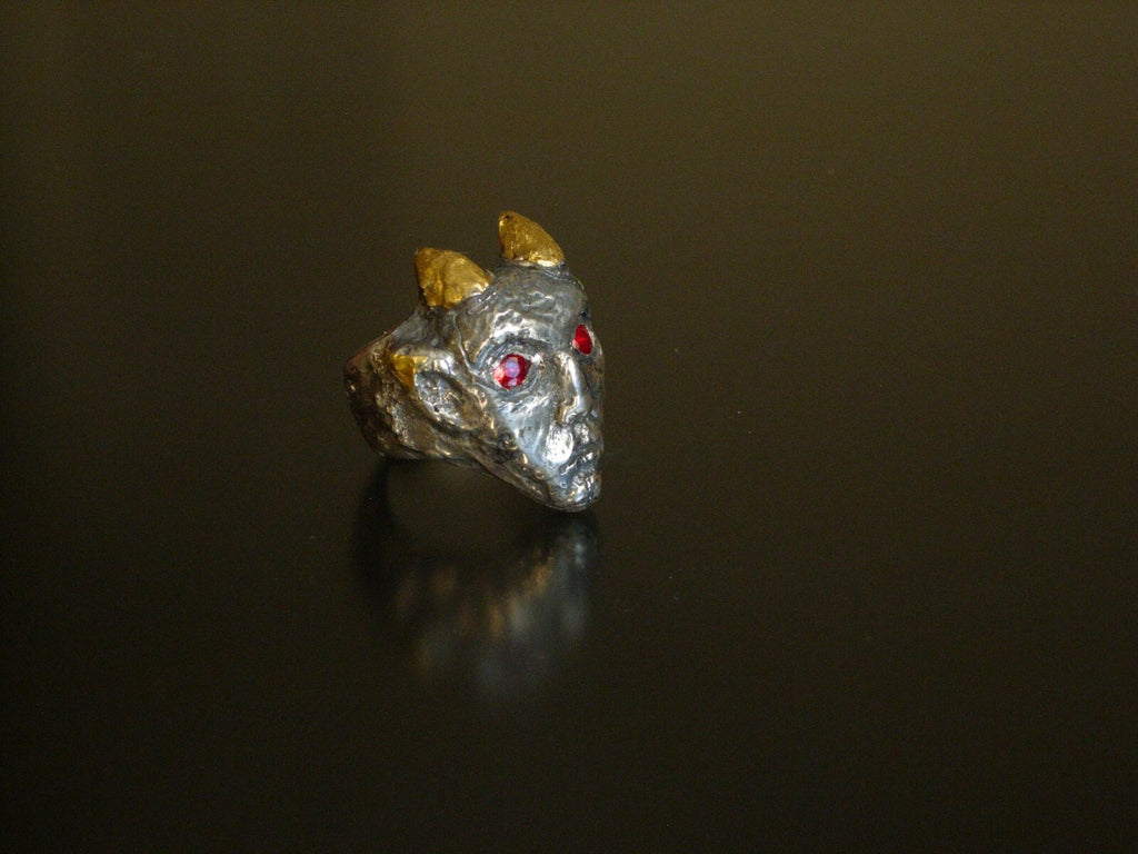  Sterling silver Pan ring devil ring 925 24k Gold Handmade LTD  Gold .999