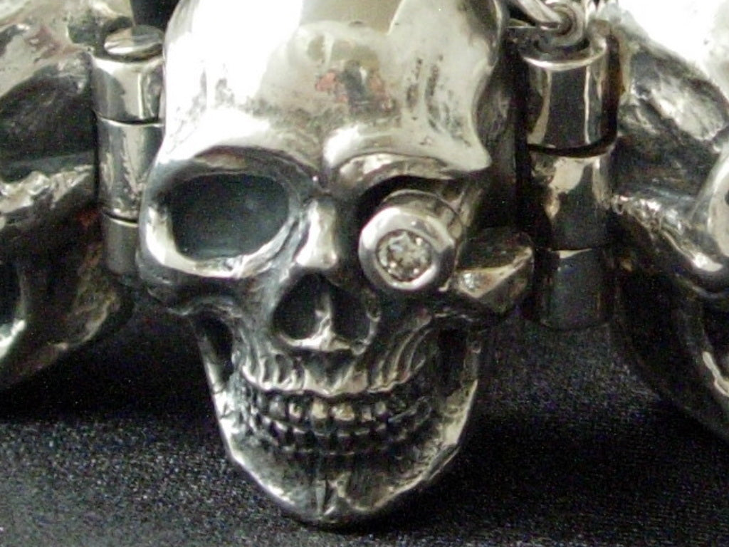  STERLING SILVER SKULL BRACELET MASSIVE MENS BRACELETS.925,HANDMADE