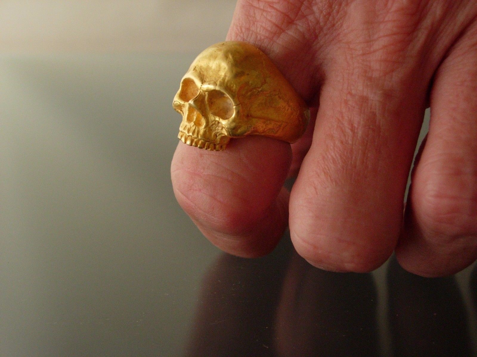 Bronze Skull ring biker masonic skull ring handmade heavy solid bronze alloy