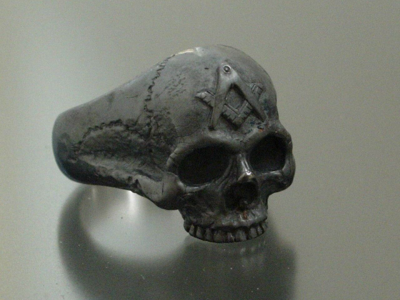  STERLING SILVER MASONIC SKULL RING ! Heavy solid 925 masonic handmade jewelry