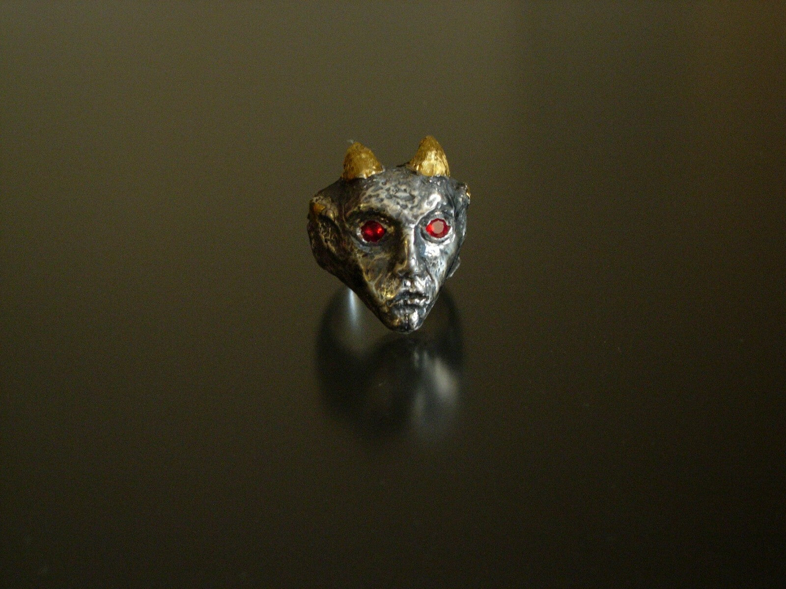  Sterling silver Pan ring devil ring 925 24k Gold Handmade LTD  Gold .999