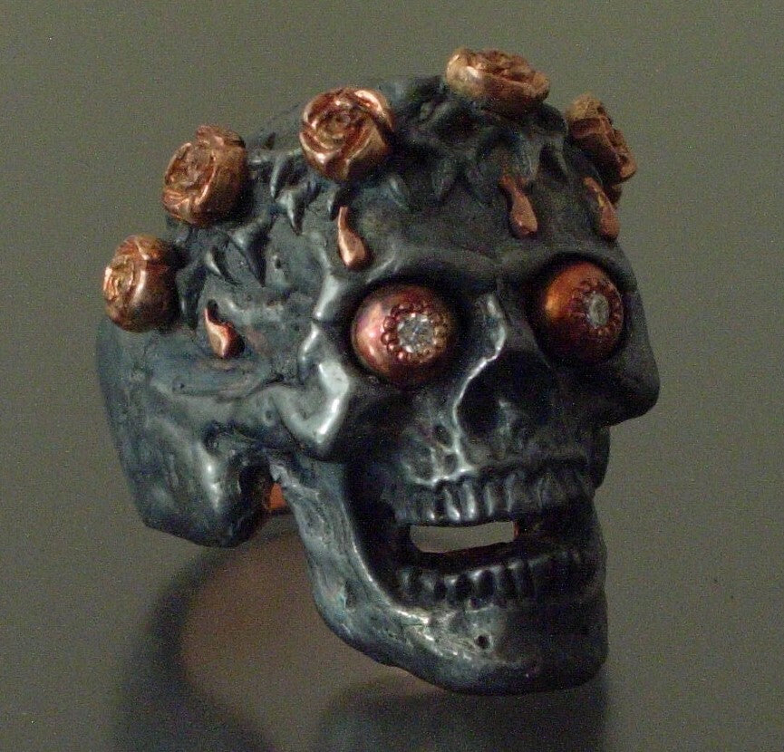 SALE PRICE CUSTOM SKULL RING SUGAR SKULL RING ROSE GOLD LTD HANDMADE 925  14K