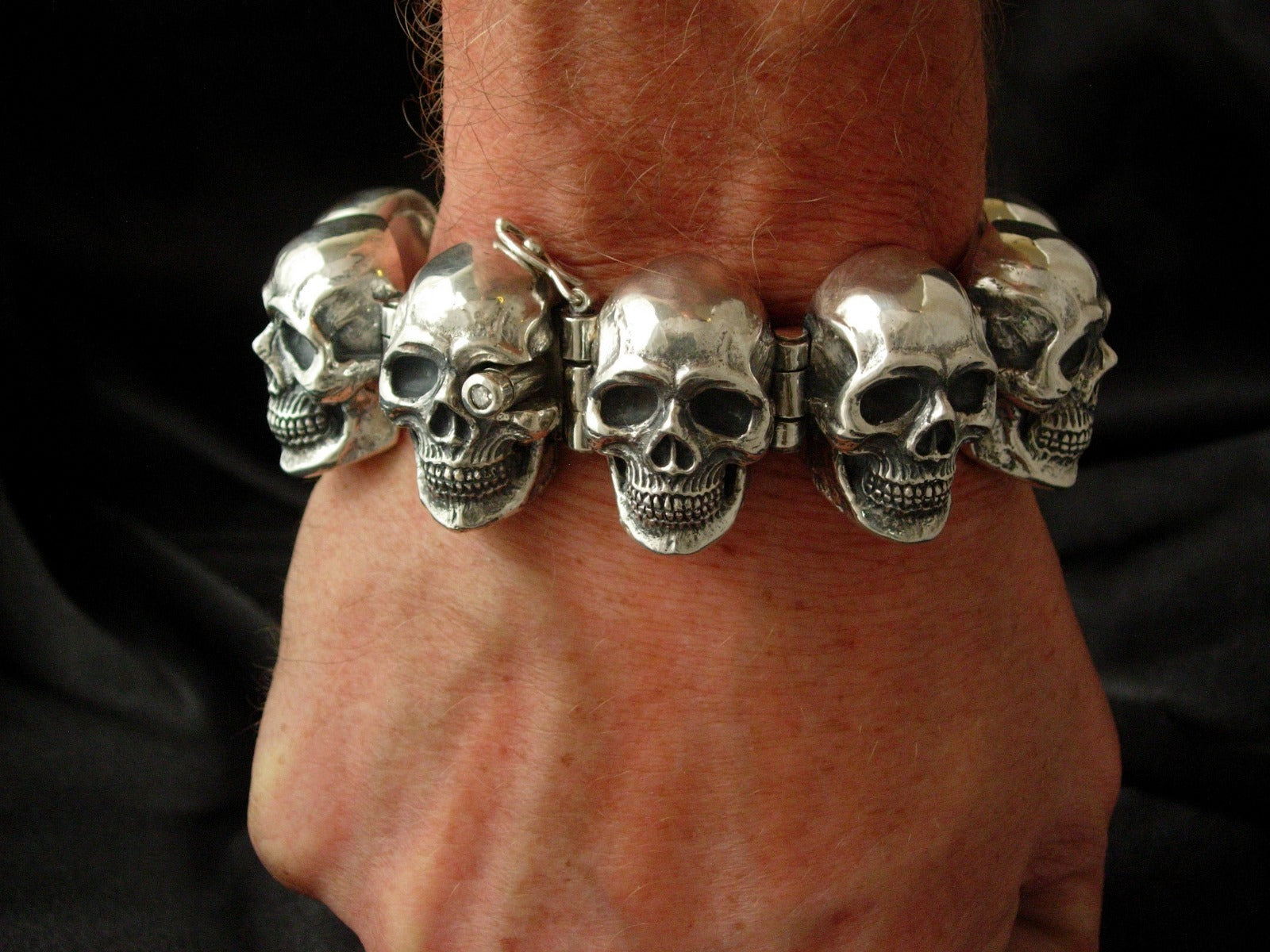  STERLING SILVER SKULL BRACELET MASSIVE MENS BRACELETS.925,HANDMADE