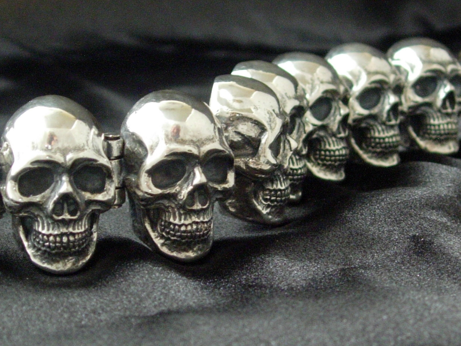  STERLING SILVER SKULL BRACELET MASSIVE MENS BRACELETS.925,HANDMADE