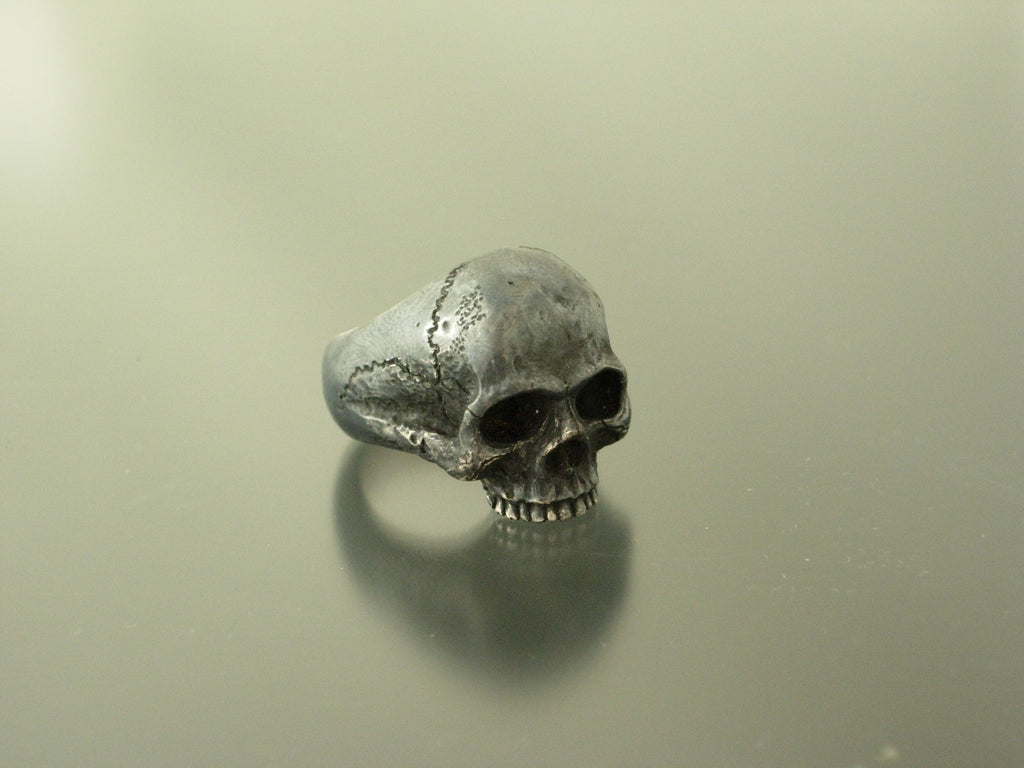 MENS STERLING SILVER SKULL RING! 925 HEAVY  masonic handmade jewelry.925