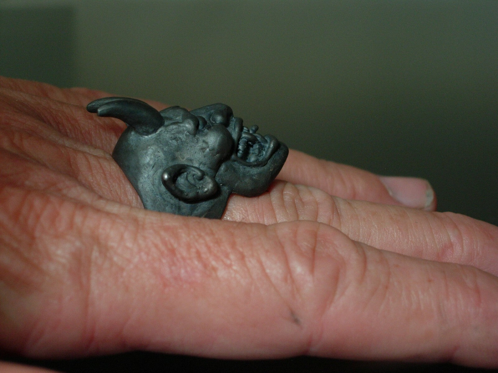 BLACK DEVIL RING 925  Handmade ONI RING 14K STERLING SILVER DEVIL MASONIC RING