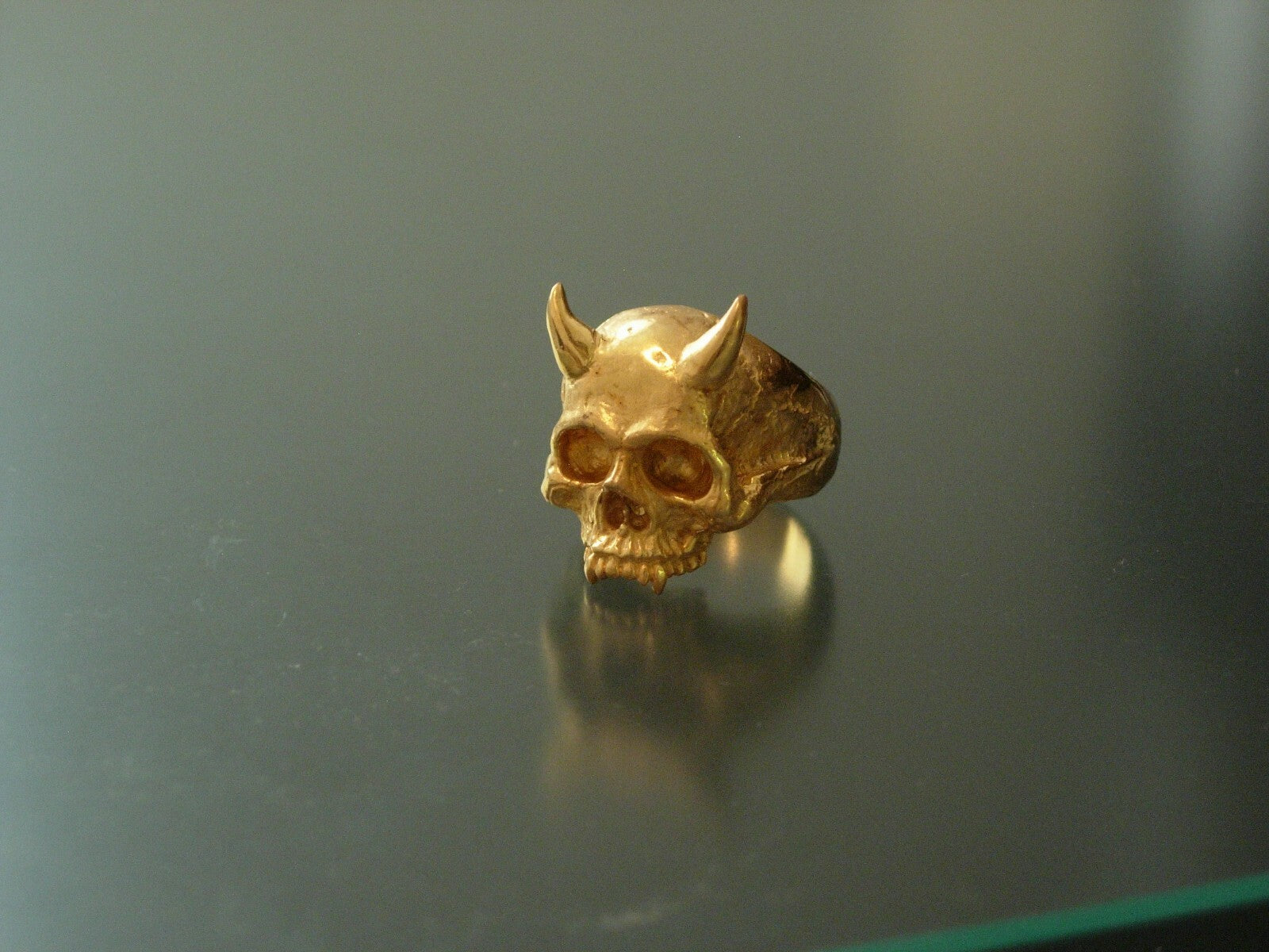 DEVIL RING SKULL RING BRONZE RING biker VAMPIRE RING skull ring handmade masonic