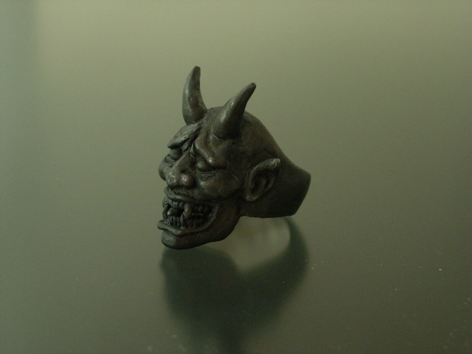 BLACK DEVIL RING 925  Handmade ONI RING 14K STERLING SILVER DEVIL MASONIC RING