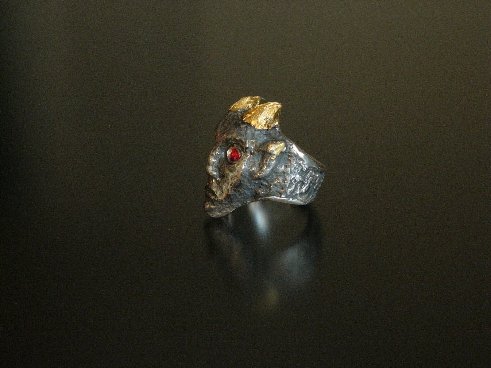  Sterling silver Pan ring devil ring 925 24k Gold Handmade LTD  Gold .999