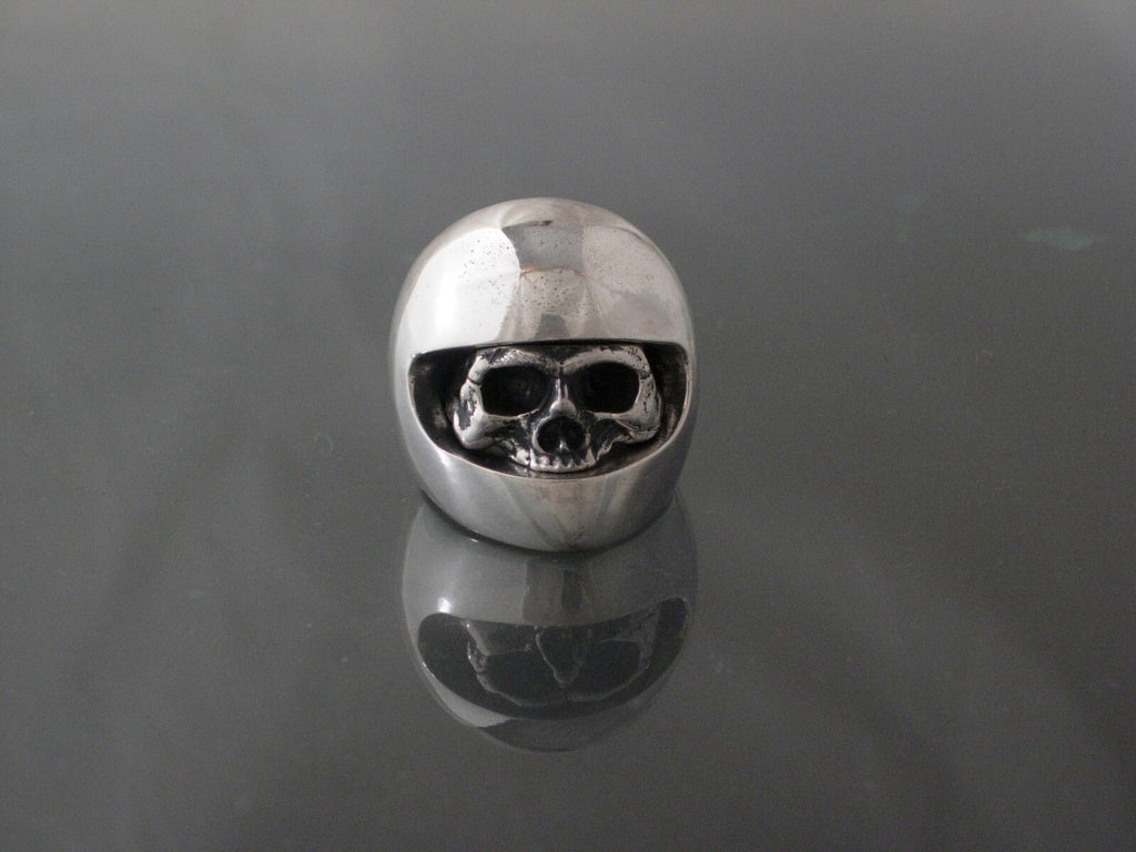 MOTORCYCLE SKULL RING 925 handmade USA