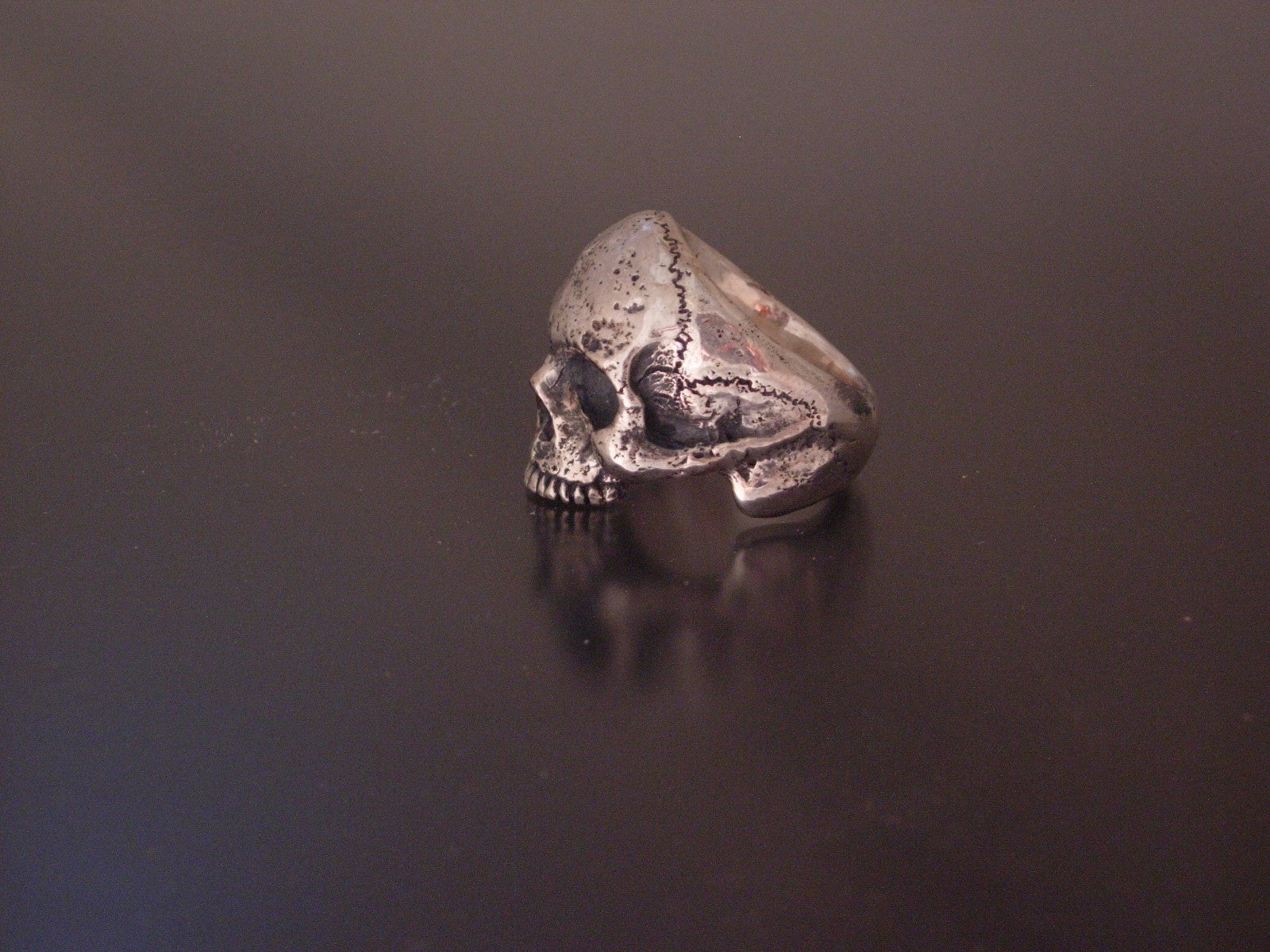 GLADIATOR EXTRA LARGE STERLING SKULL RING HANDMADE BIKER ROCKER  925 LTD