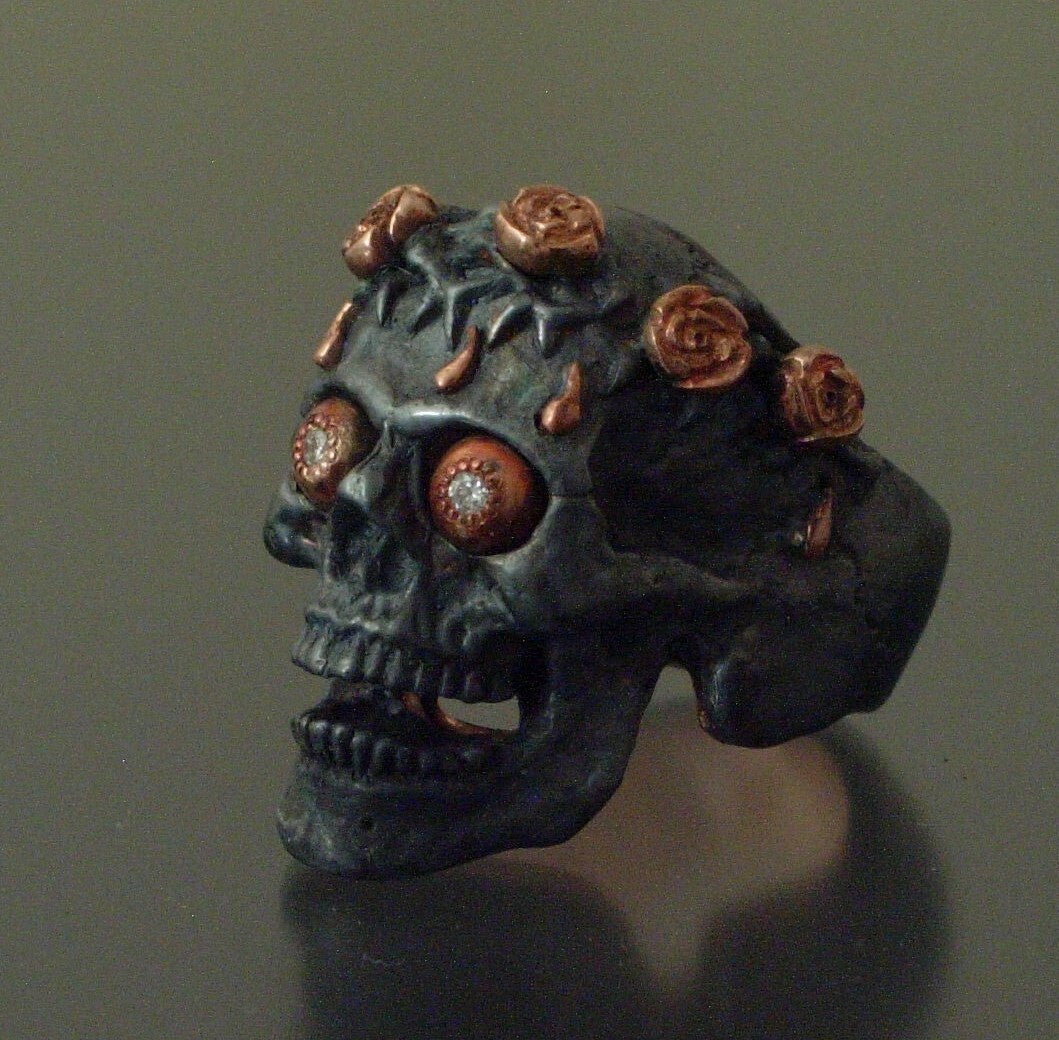 SALE PRICE CUSTOM SKULL RING SUGAR SKULL RING ROSE GOLD LTD HANDMADE 925  14K
