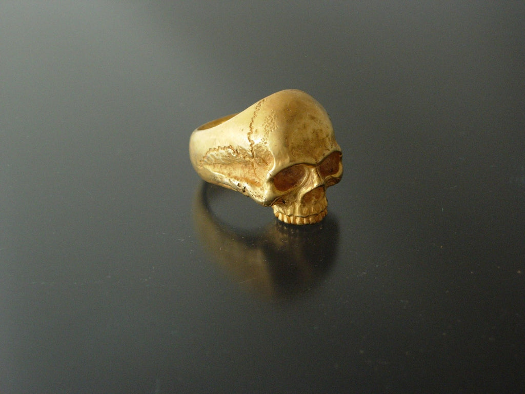 Bronze Skull ring biker masonic skull ring handmade heavy solid bronze alloy