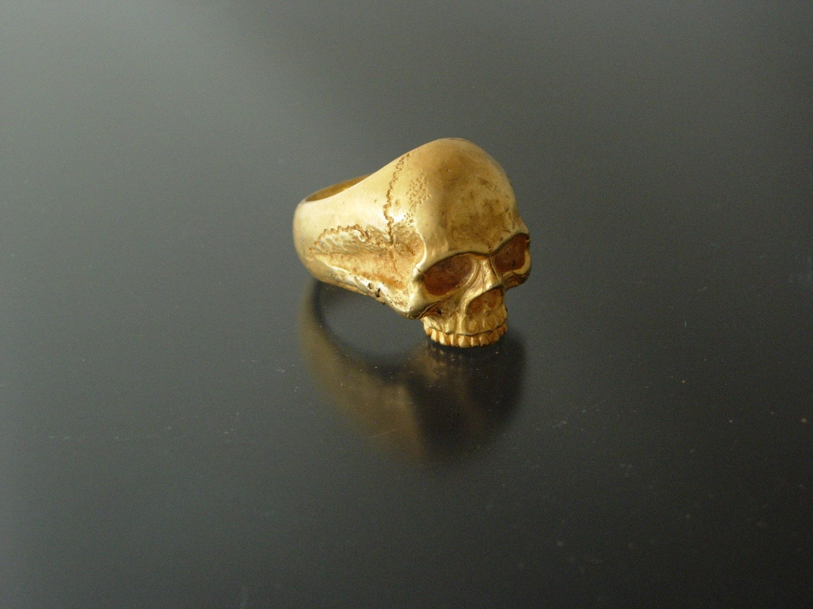 Bronze Skull ring biker masonic skull ring handmade heavy solid bronze alloy