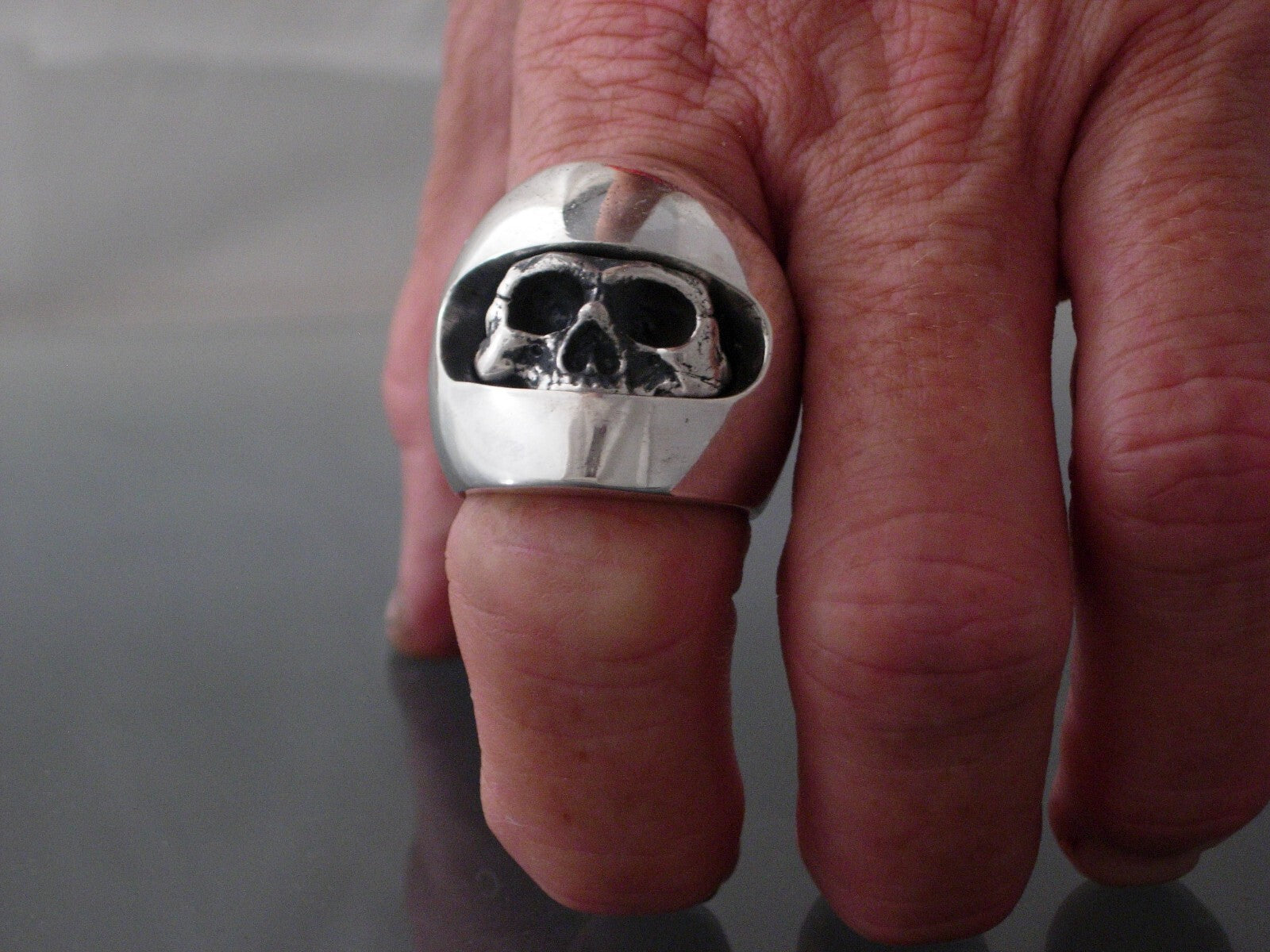 MOTORCYCLE SKULL RING 925 handmade USA