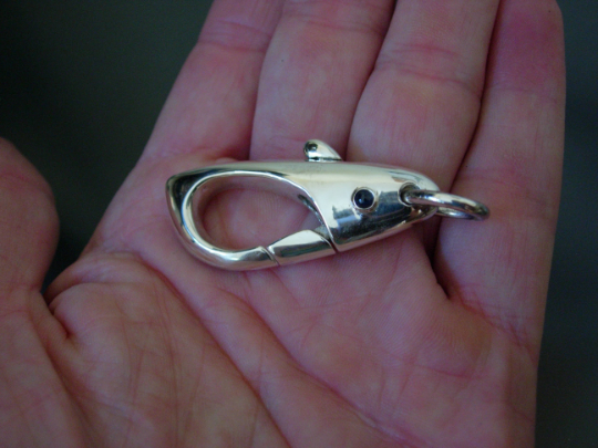  STERLING SILVER KEY RING SAPPHIRE KEY RING ,WALLET CLASP 26 GRAMS