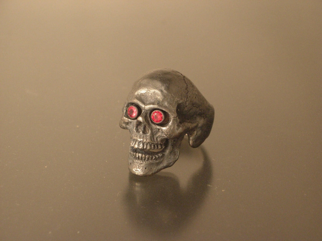 Sterling silver skull ring  natural ruby eyes ring masonic jewelry 925 handmade