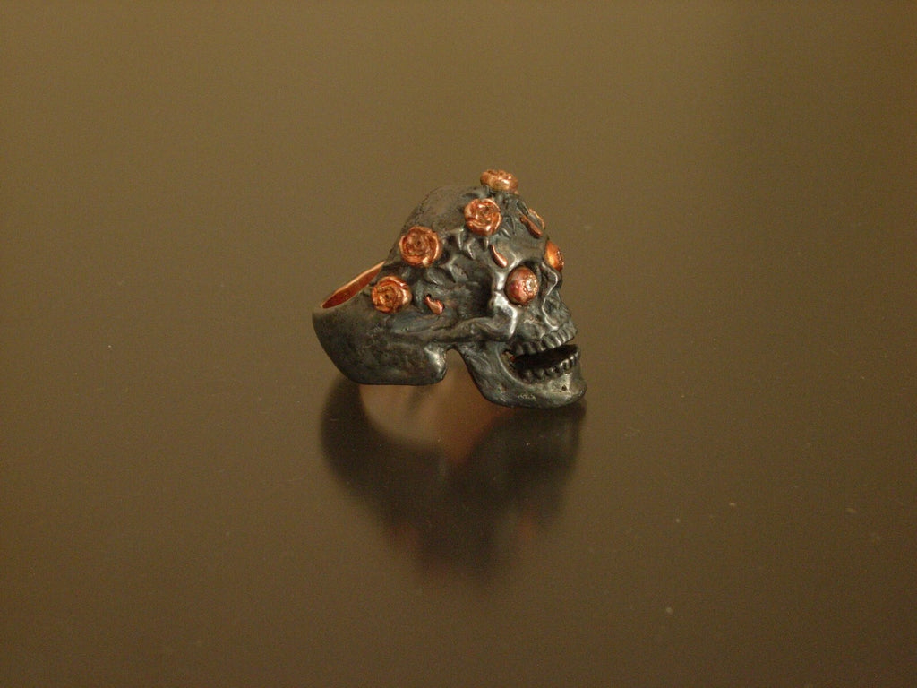 SALE PRICE CUSTOM SKULL RING SUGAR SKULL RING ROSE GOLD LTD HANDMADE 925  14K