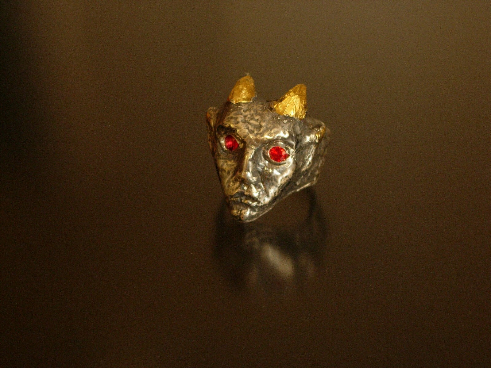  Sterling silver Pan ring devil ring 925 24k Gold Handmade LTD  Gold .999