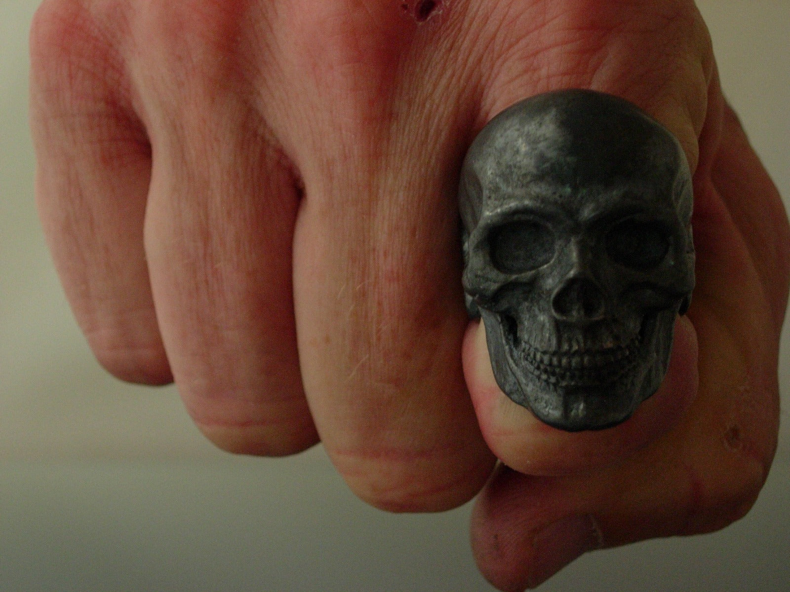 Extra Large GOLIATH sterling silver skull ring masonic biker handmade  925