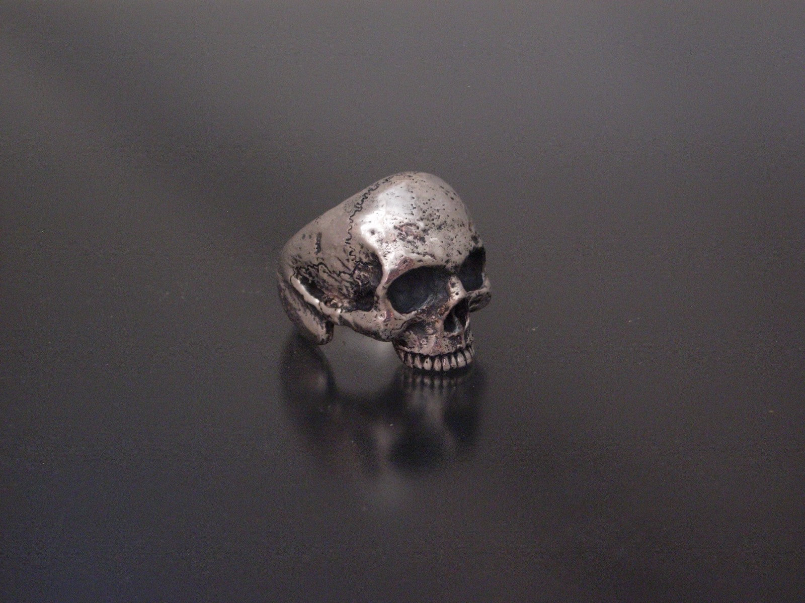 GLADIATOR EXTRA LARGE STERLING SKULL RING HANDMADE BIKER ROCKER  925 LTD