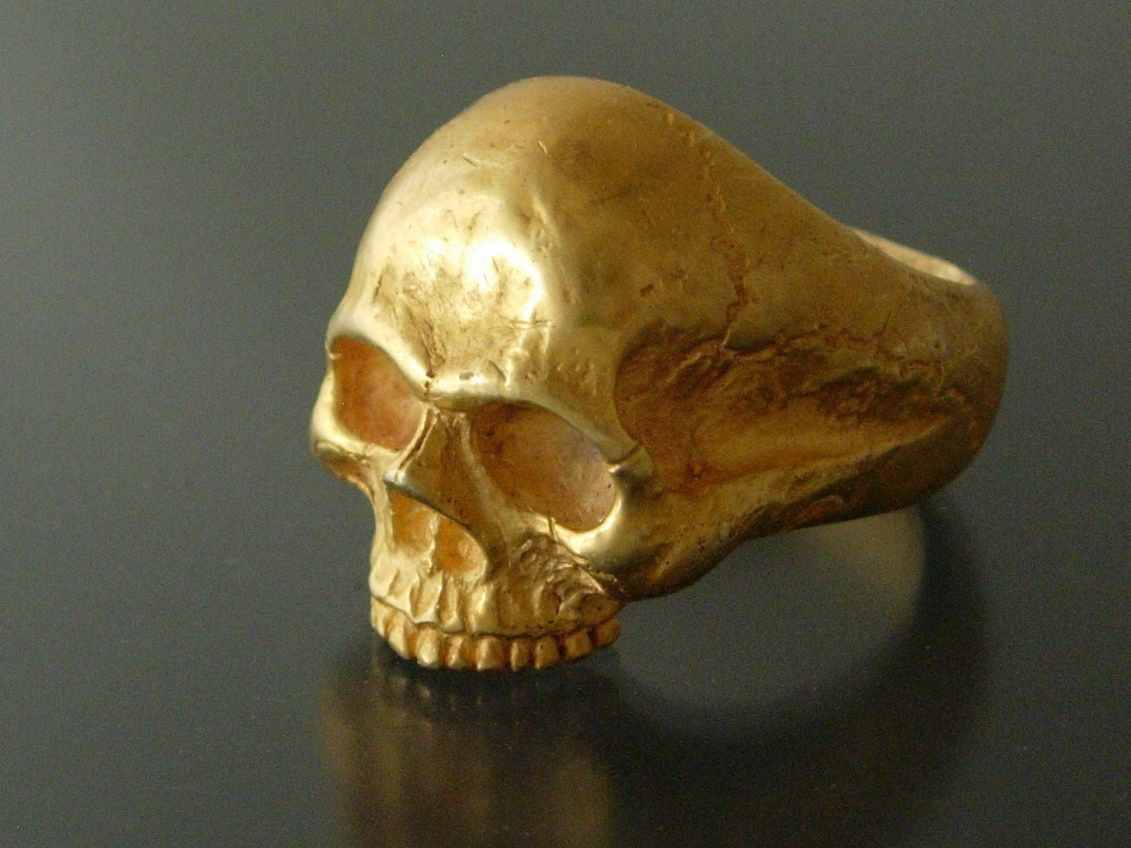 Bronze Skull ring biker masonic skull ring handmade heavy solid bronze alloy