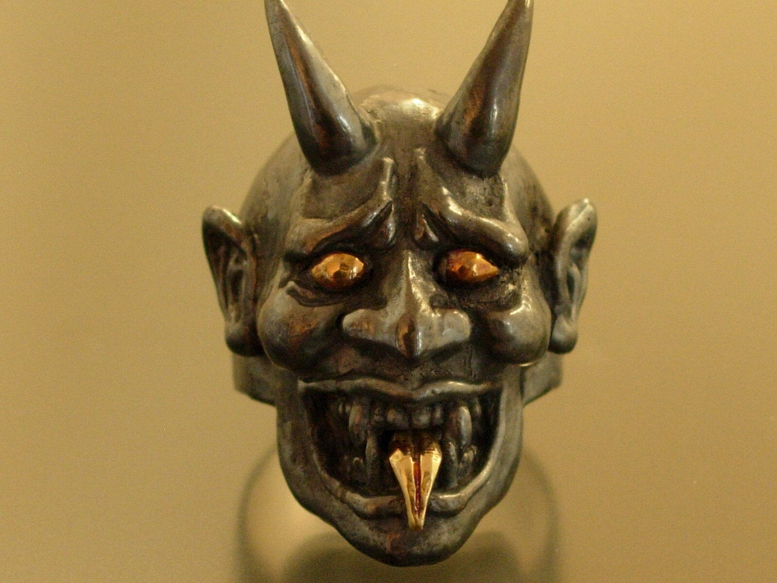 BLACK DEVIL RING 925  Handmade ONI RING 14K STERLING SILVER DEVIL MASONIC RING