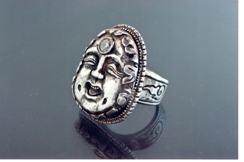 Buddha ring 925 w 1/3 ct lab diamond