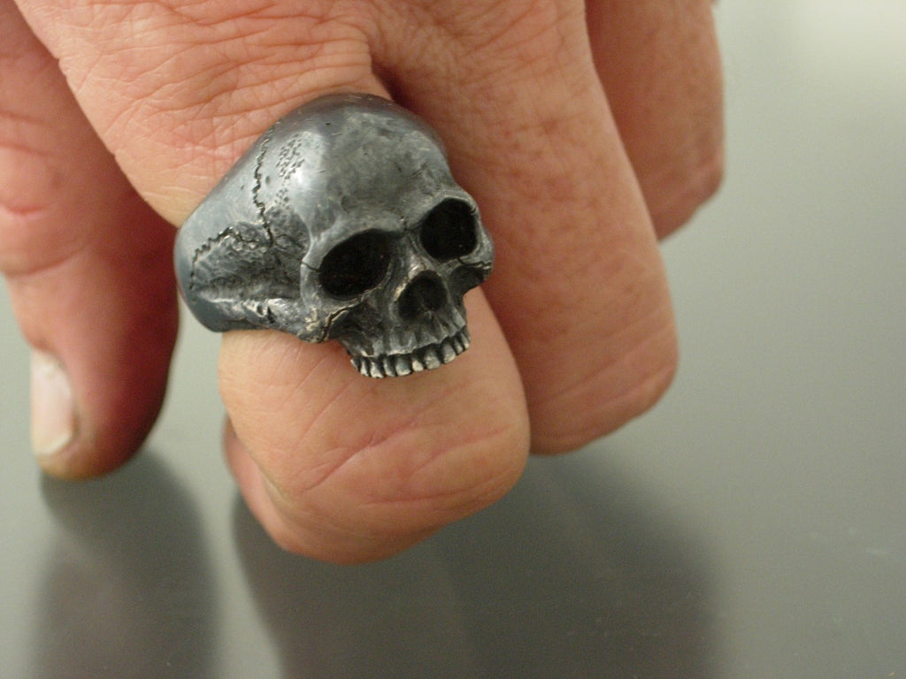 MENS STERLING SILVER SKULL RING! 925 HEAVY  masonic handmade jewelry.925