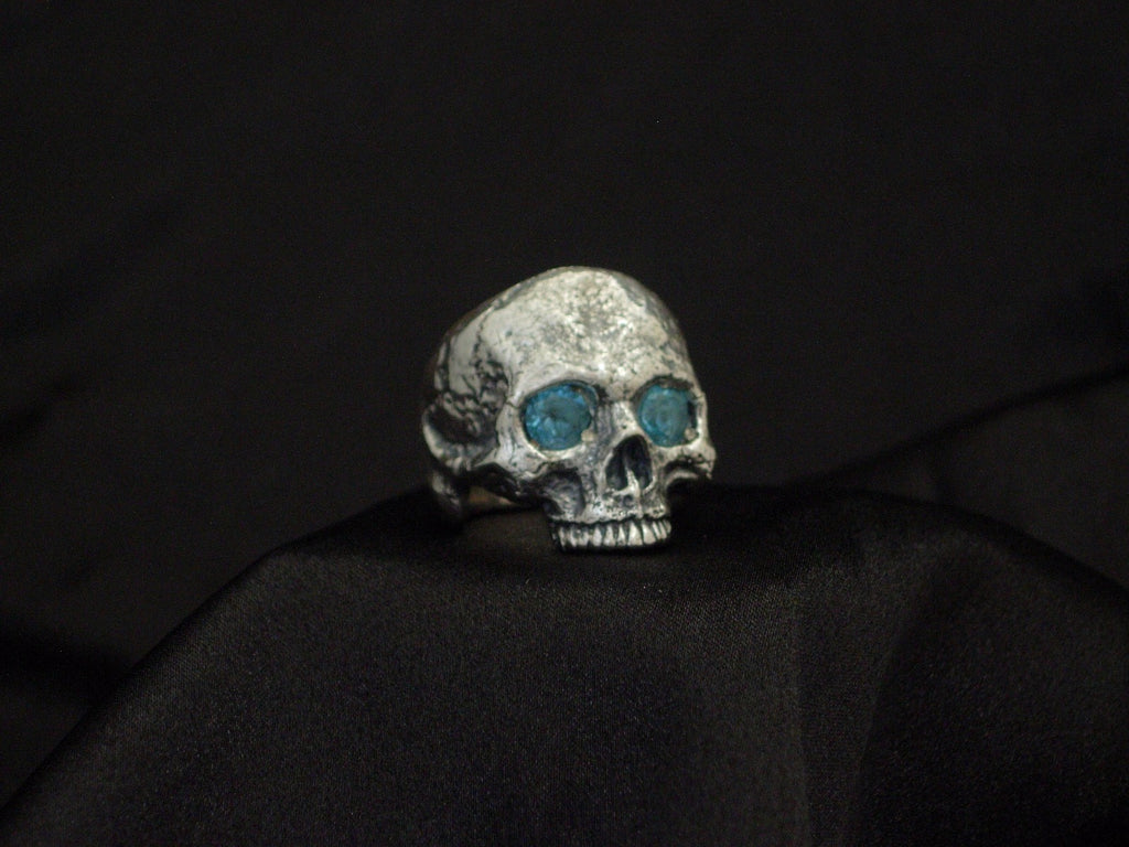 GLADIATOR EXTRA LARGE STERLING SKULL RING HANDMADE BIKER ROCKER  925 LTD