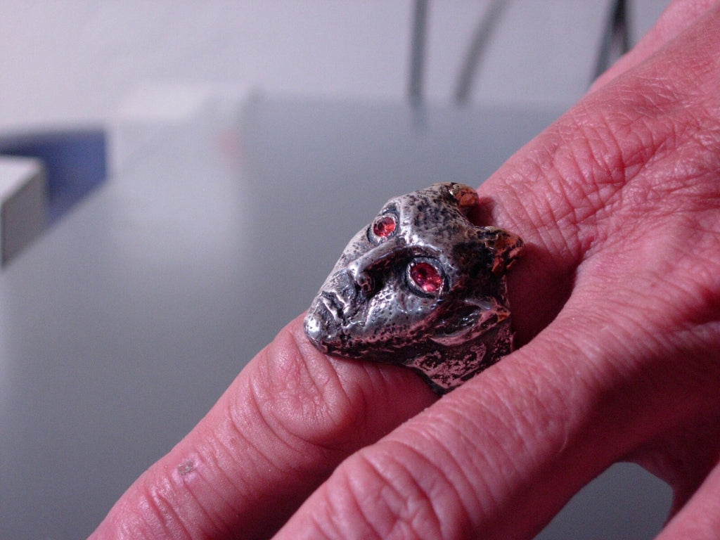  Sterling silver Pan ring devil ring 925 24k Gold Handmade LTD  Gold .999