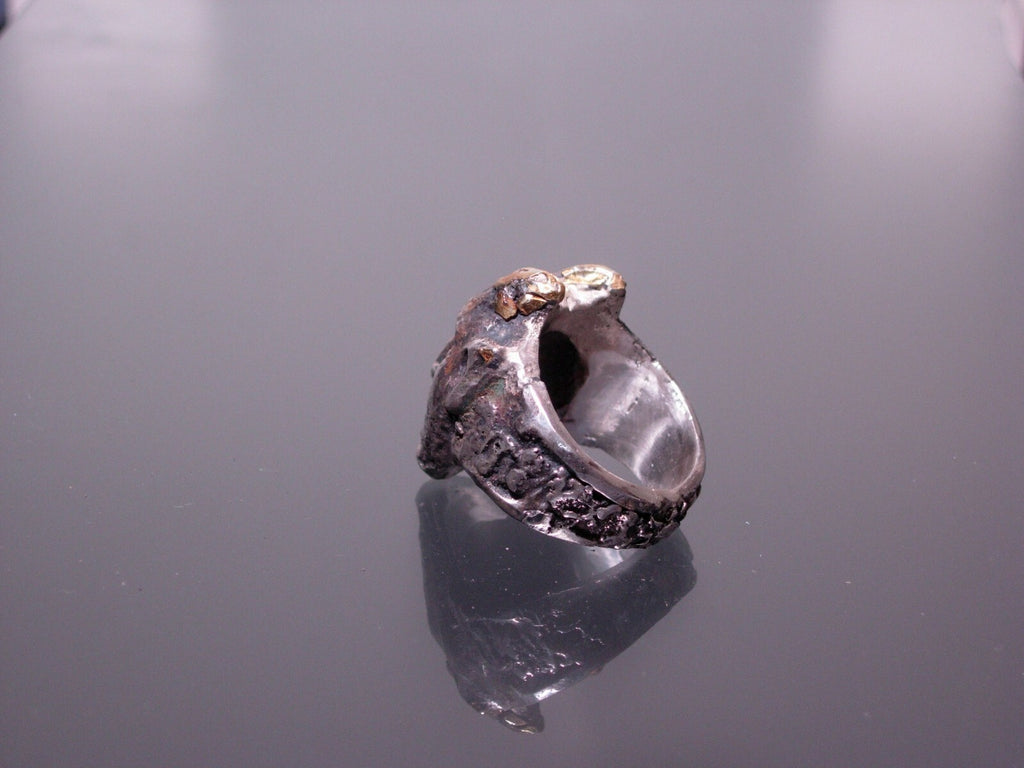  Sterling silver Pan ring devil ring 925 24k Gold Handmade LTD  Gold .999