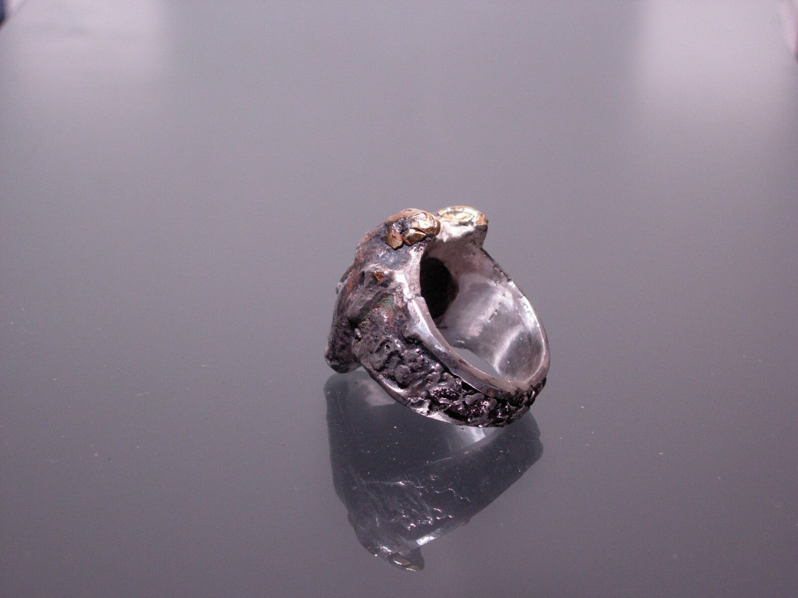  Sterling silver Pan ring devil ring 925 24k Gold Handmade LTD  Gold .999