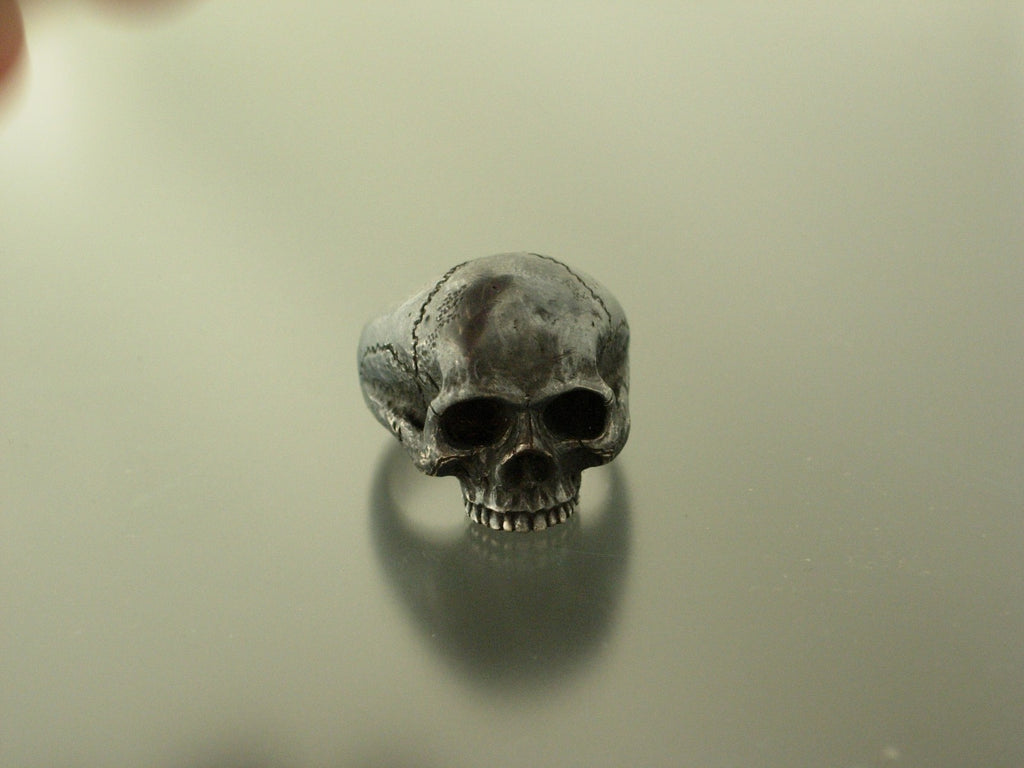 MENS STERLING SILVER SKULL RING! 925 HEAVY  masonic handmade jewelry.925
