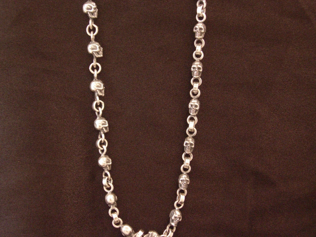 STERLING SILVER SKULL NECKLACE   HEAVY SILVER NECKLACE HANDMADE USA 925 .