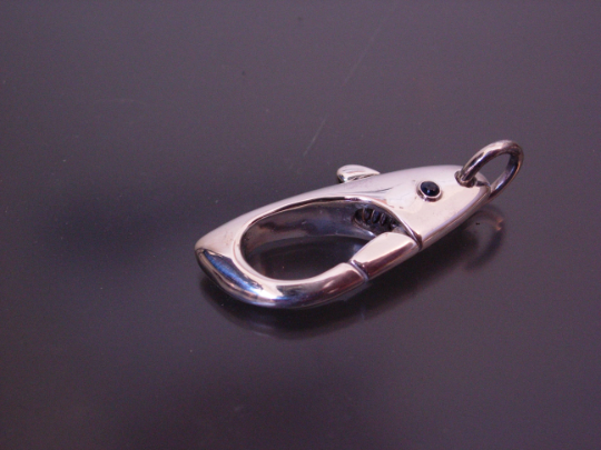  STERLING SILVER KEY RING SAPPHIRE KEY RING ,WALLET CLASP 26 GRAMS