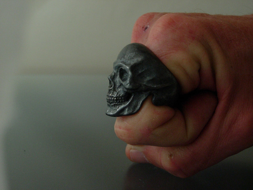 Extra Large GOLIATH sterling silver skull ring masonic biker handmade  925