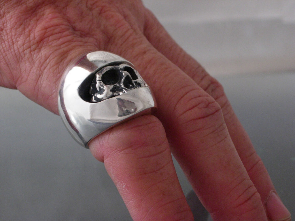 MOTORCYCLE SKULL RING 925 handmade USA