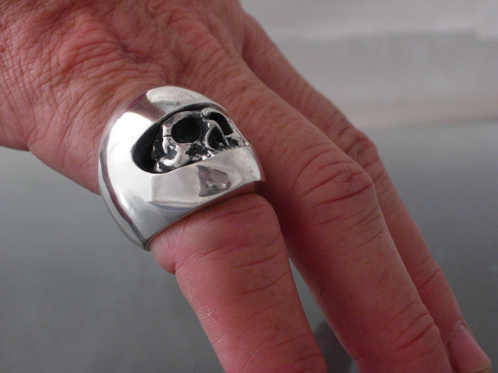MOTORCYCLE SKULL RING 925 handmade USA