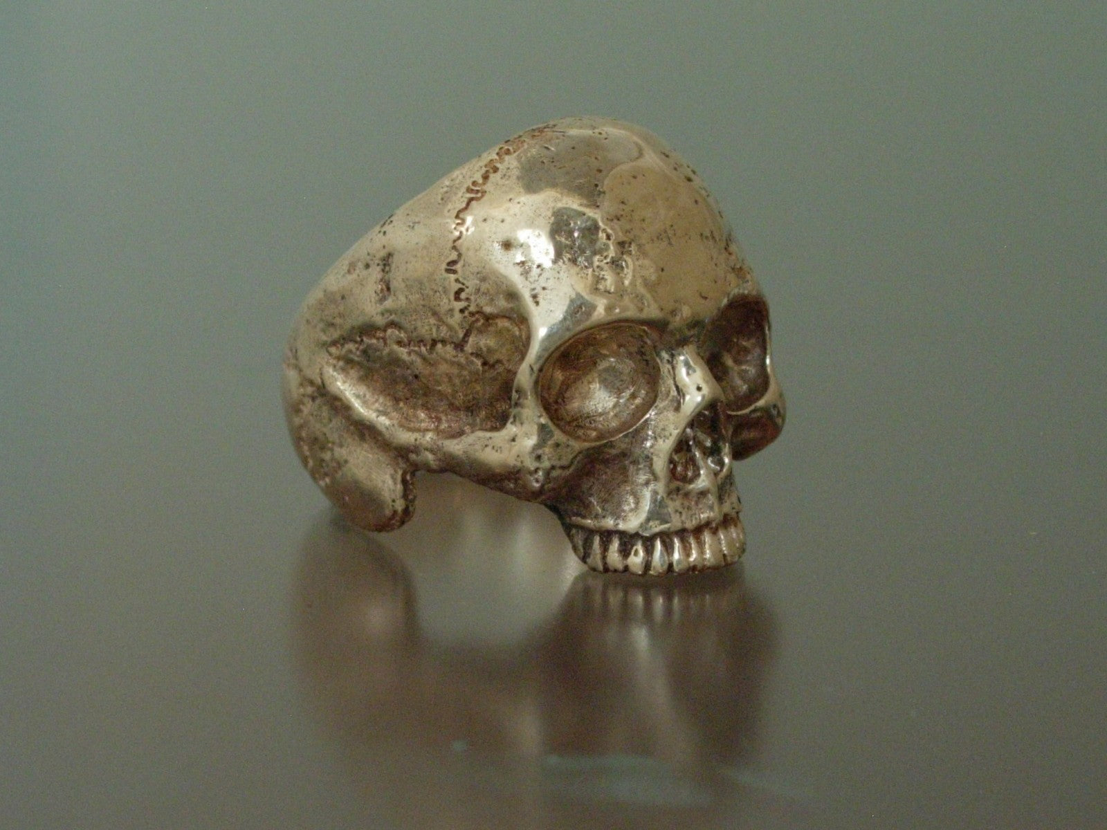 GLADIATOR EXTRA LARGE BRONZE SKULL RING HANDMADE