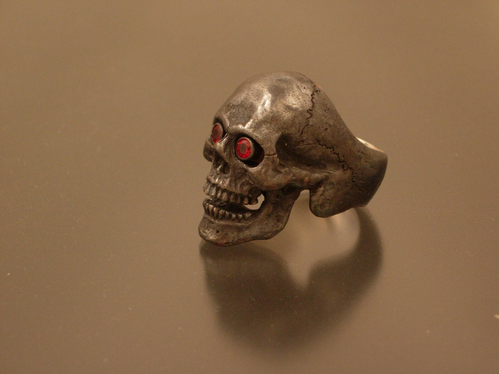 Sterling silver skull ring  natural ruby eyes ring masonic jewelry 925 handmade