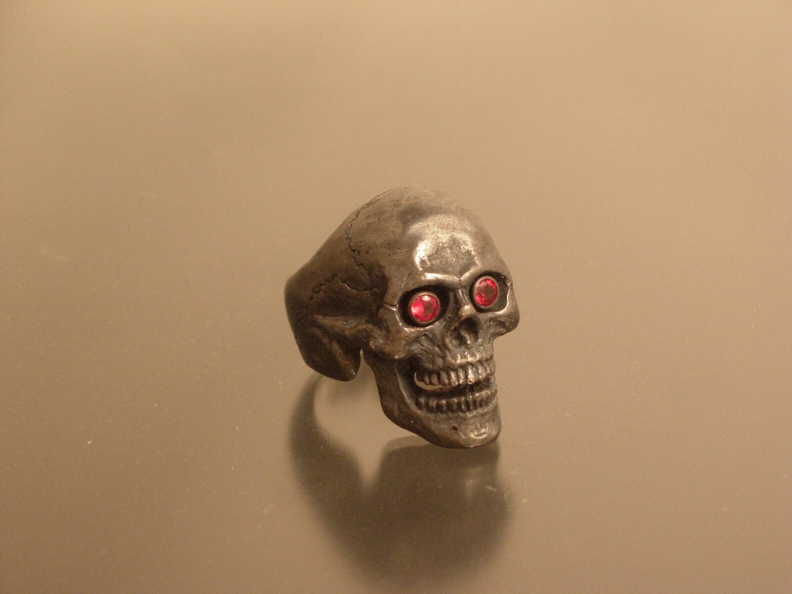 Sterling silver skull ring  natural ruby eyes ring masonic jewelry 925 handmade