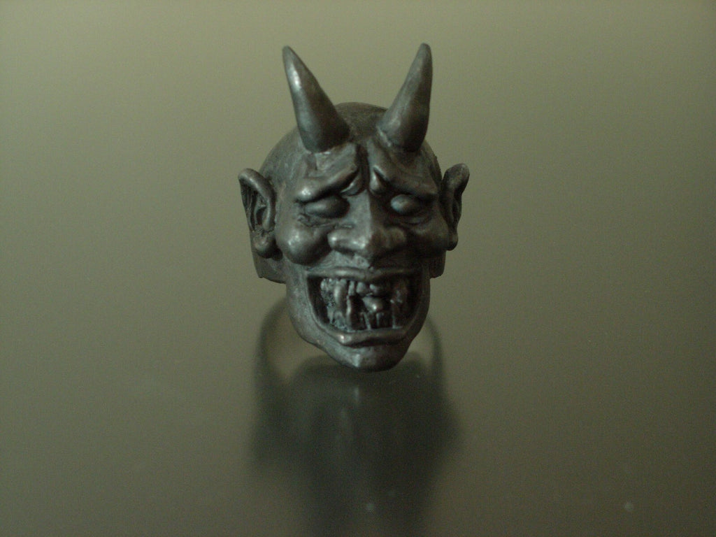 BLACK DEVIL RING 925  Handmade ONI RING 14K STERLING SILVER DEVIL MASONIC RING