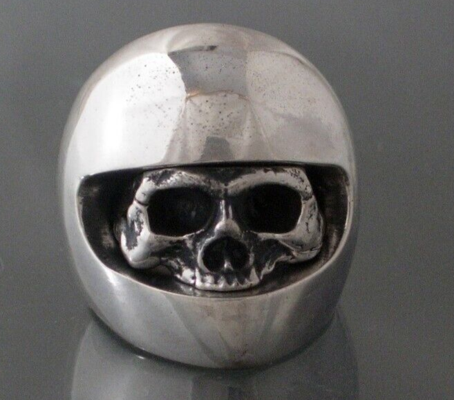 MOTORCYCLE SKULL RING 925 handmade USA