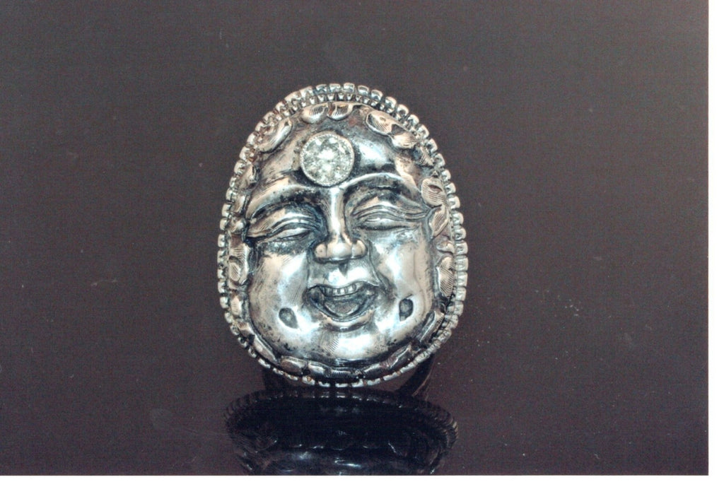 Buddha ring 925 w 1/3 ct lab diamond