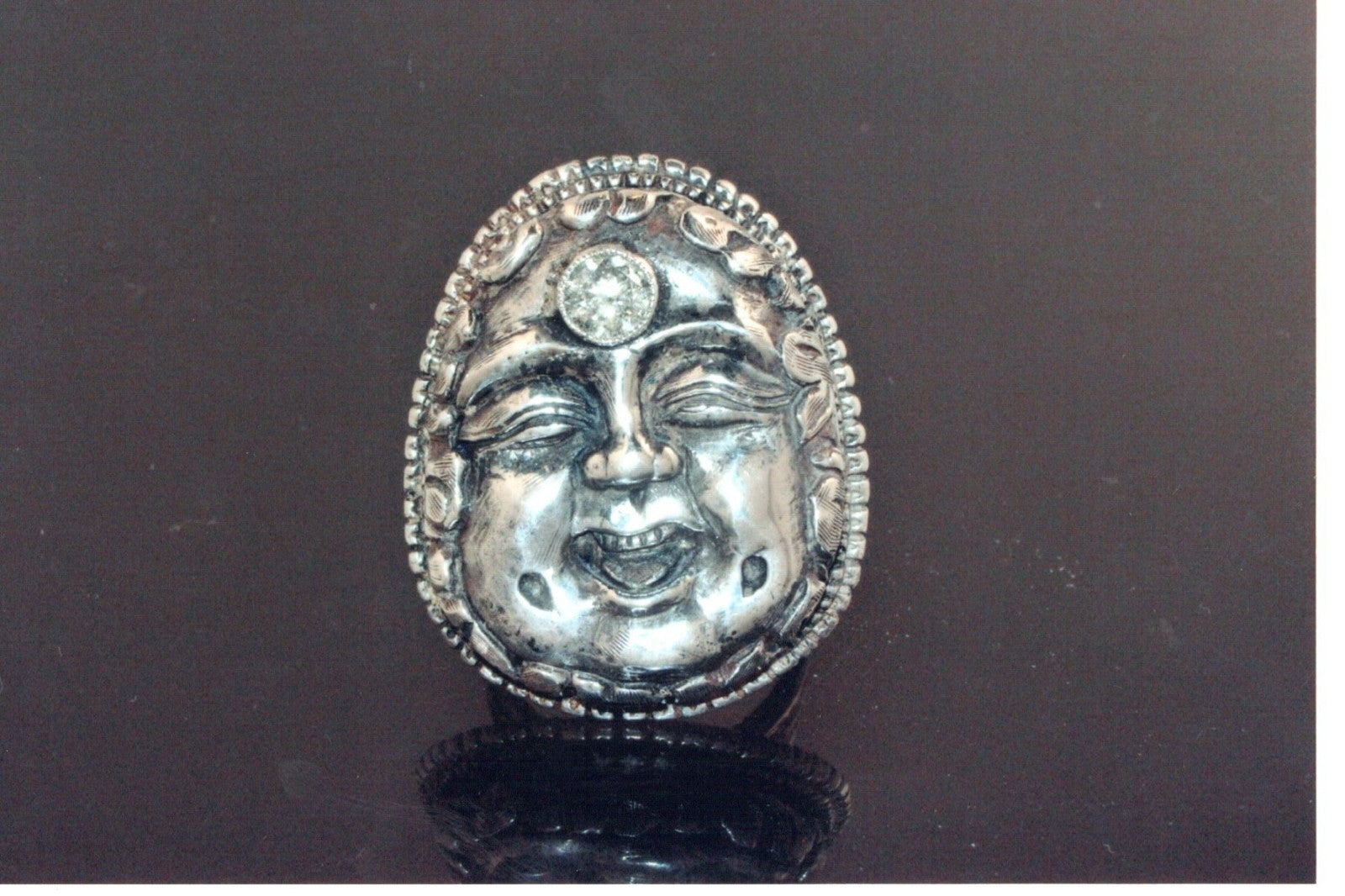 Buddha ring 925 w 1/3 ct lab diamond