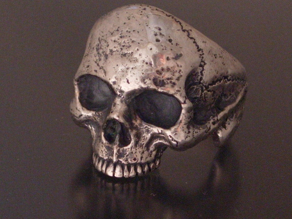 GLADIATOR EXTRA LARGE STERLING SKULL RING HANDMADE BIKER ROCKER  925 LTD