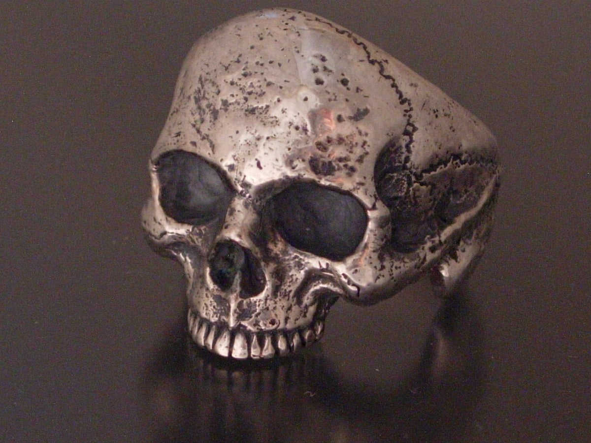GLADIATOR EXTRA LARGE STERLING SKULL RING HANDMADE BIKER ROCKER  925 LTD