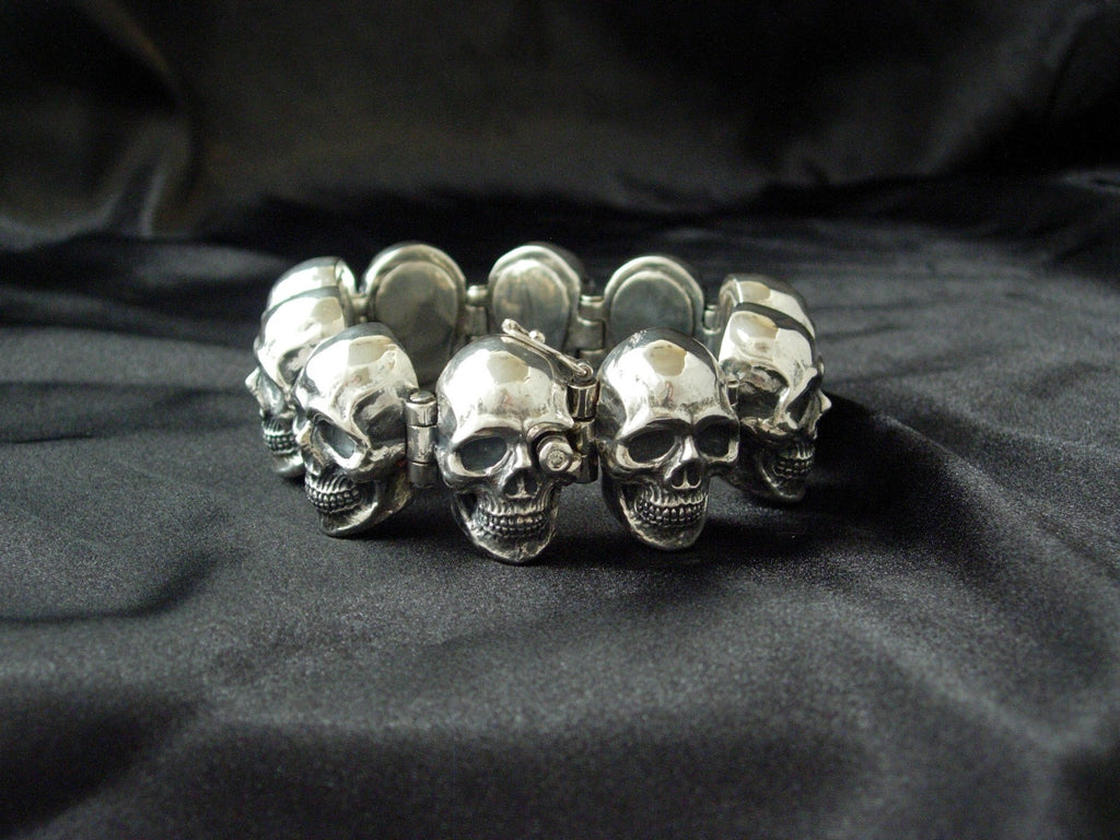  STERLING SILVER SKULL BRACELET MASSIVE MENS BRACELETS.925,HANDMADE