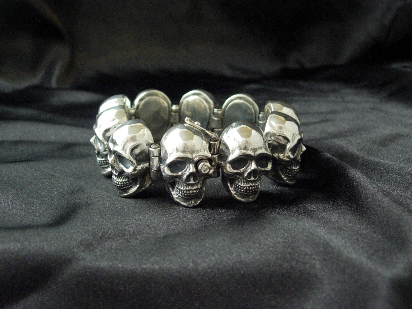  STERLING SILVER SKULL BRACELET MASSIVE MENS BRACELETS.925,HANDMADE